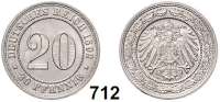 R E I C H S M Ü N Z E N,Kleinmünzen  20 Pfennig 1892 E.  Jaeger 14.