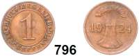 R E I C H S M Ü N Z E N,Weimarer Republik  1 Reichspfennig 1924 E.  Jaeger 313.  Die 4 in der Jahreszahl hat einen Fuß.  Siehe Anm. im Jaeger-Katalog.