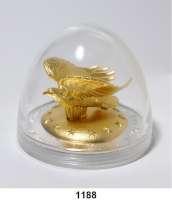 AUSLÄNDISCHE MÜNZEN,Ruanda  1000 Francs 2016 (3 Unzen Silber, Skulptur vergoldet).  