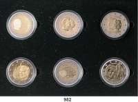 AUSLÄNDISCHE MÜNZEN,E U R O  -  P R Ä G U N G E N Luxemburg 2 Euro-PP-Set 2004 bis 2008 (6x 2 €).  SATZ. 6 Stück.  KM PS 9.  Im Originaletui mit Zertifikat.