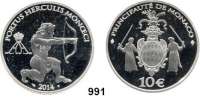 AUSLÄNDISCHE MÜNZEN,E U R O  -  P R Ä G U N G E N Monaco 10 Euro 2014.  Herkules der Bogenschütze.  Im Originaletui mit Zertifikat.
