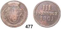 Deutsche Münzen und Medaillen,Sachsen Friedrich August III. 1763 - 1806 (1827) III Pfennig (Kupfer) 1801 ohne Münzzeichen.  7,06 g.  Kahnt 1140.  Mb.  .  Buck 204 c.