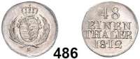 Deutsche Münzen und Medaillen,Sachsen Friedrich August I. (1763) 1806 - 1827 1/48 Taler 1812 S.  AKS 46.  Jg. 6.