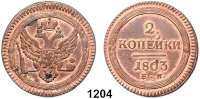 AUSLÄNDISCHE MÜNZEN,Russland Alexander I. 1801 - 1825 2 Kopeken 1803 EM.  Bitkin 308 (R 1).  Craig 114.1.