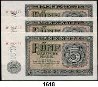 P A P I E R G E L D,D D R  5 Deutsche Mark 1955.  Mit Perforation 
