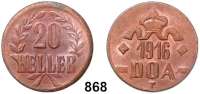 Besetzte Gebiete  -  Kolonien  -  Danzig,Tabora  20 Heller 1916 T.  Bronze.  Jaeger 727 c.