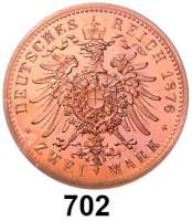 R E I C H S M Ü N Z E N,  2 Mark Rückseiten Probe 1876.  Die Felder der Adlerkrone sind leer, Brustschild nicht tinktiert.  Kupfer.  28,2 mm.  5,3 Gramm.  Schaaf 2 M G 3.