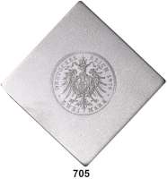 R E I C H S M Ü N Z E N,  2 Mark Rückseiten Probe 1876.  Die Felder der Adlerkrone sind leer, Brustschild nicht tinktiert.  Aluminium-Klippe.  50 x 50 mm.  19,88 Gramm.  Schaaf 2 M G 3.