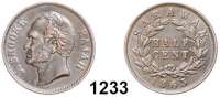 AUSLÄNDISCHE MÜNZEN,Sarawak Sir James Brooke 1841 - 1868 1/2 Cent 1863.  Kahnt 3.  KM 2.