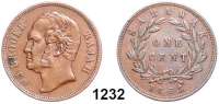 AUSLÄNDISCHE MÜNZEN,Sarawak Sir James Brooke 1841 - 1868 1 Cent 1863.  Kahnt 4.  KM 3.