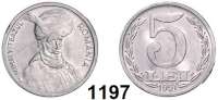 AUSLÄNDISCHE MÜNZEN,Rumänien Republik seit 1989 5 Lei 1991.  Aluminium.  Schön 124.  KM 112.  Auflage bis auf 200 Exemplare eingeschmolzen.