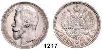 AUSLÄNDISCHE MÜNZEN,Russland Nikolaus II. 1894 - 1917 Rubel 1899.  Bitkin 49.  Kahnt 147.  Y 59.3.