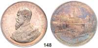 Deutsche Münzen und Medaillen,Bayern Prinzregent Luitpold 1886 - 1912 Doppeltalerförmige Silbermedaille 1891 (A. Börsch).  Luitpoldbrücke in München.  Brustbild n. l. / Ansicht der Brücke.  41 mm.  34,47 g.