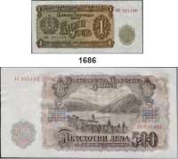 P A P I E R G E L D,AUSLÄNDISCHES  PAPIERGELD Bulgarien 1 Lev bis 500 Leva 1951.  Pick 80a bis 87 A a.  LOT. 9 Scheine.