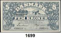 P A P I E R G E L D,AUSLÄNDISCHES  PAPIERGELD Dänemark 5 Kronen 1935.  C.  Sign. Svendsen.  Pick 25 g.