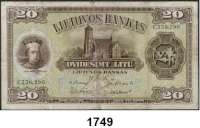 P A P I E R G E L D,AUSLÄNDISCHES  PAPIERGELD Litauen 20 Litu 5.7.1930.  Pick 27 a.