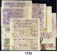 P A P I E R G E L D,AUSLÄNDISCHES  PAPIERGELD Litauen 10(2) und 50(2) Centauru, 1 Litauras, 2, 5, 10 und 50 Litauru 27.7. - 4.8.1991.   LOT. 9 Scheine.