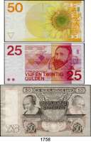 P A P I E R G E L D,AUSLÄNDISCHES  PAPIERGELD Niederlande 32 Scheine (11 verschiedene).  Von 100 Gulden 22.3.1944 bis 25 Gulden 5.4.1999.  Pick 51 c, 58, 73(2), 85, 90 a(2), 91 b(6), 92 a(4), 95 a(4), 96(3), 99(3), 100(5).