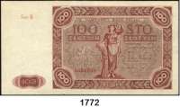 P A P I E R G E L D,AUSLÄNDISCHES  PAPIERGELD Polen 100 Zlotych 15.7.1947.  D.  Pick 131 a.