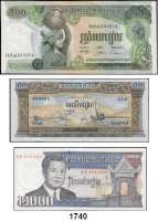 P A P I E R G E L D,AUSLÄNDISCHES  PAPIERGELD Kambodscha 104 Scheine (39 verschiedene).   Von 1 Riel o.D.(1956-1975) bis  2000 Riels 2007.  Pick 4 c, 7 d(6), 8 c(3), 11 c, 12 b(3), 14 b, 15 a(3), 16 b(5), 17, 25 a(4), 26 a, 27 a(3), 28 a(4), 29 a, 30 a, 31 a, 32 a, 33(4), 34(2), 35 a(3), 36 a(3), 37 a(3), 38 a(3), 39, 40, 41 a(3), 42 a(3), 43 a(2), 43 b2(2), 44 a, 45 a, 46 b1, 51 a, 52 a(4), 53 a(10), 54 b(8), 55 d, 58 b(5), 59 a(2).