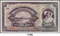 P A P I E R G E L D,AUSLÄNDISCHES  PAPIERGELD Tschechoslowakei 5000 Kronen 6.7.1920. 
