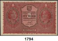 P A P I E R G E L D,AUSLÄNDISCHES  PAPIERGELD Tschechoslowakei 5 Korun 15.4.1919.  Pick 7 a.