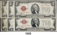 P A P I E R G E L D,AUSLÄNDISCHES  PAPIERGELD U.S.A. 2 Dollars 1928, 1928 A, D, F, G(2).   Pick 378, 378 a, d,f, G(2).  LOT. 6 Scheine.