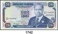 P A P I E R G E L D,AUSLÄNDISCHES  PAPIERGELD Kenia 20 Shilingi 14.9.1986(2), 12.12.1988 und 200 Shilingi 1.7.1999.  Pick 21 e(2), 25 a, 38 d.  LOT. 4 Scheine.