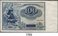 P A P I E R G E L D,AUSLÄNDISCHES  PAPIERGELD Estland 10 Marka 1922;  20 Krooni 1932 und 100 Krooni 1935.  Pick 53 b, 64 a, 66 a.  LOT. 3 Scheine.