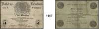 P A P I E R G E L D,Altdeutsche Staaten Baden Allgemeine Versorgungs-Anstalt.  5 Gulden 30.7.1870.  Serie N.  Grabowski/Kranz 50.  Pick/Rixen A 34.