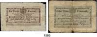 P A P I E R G E L D,Altdeutsche Staaten Preußen, Königreich Haupt-Verwaltung der Staats-Schulden 1824 - 1868.  1 und 5 Thaler 6.5.1824.  Grabowski/Kranz 270 und 271.  Pick Rixen A 208 und A 209.  LOT. 2 Scheine.