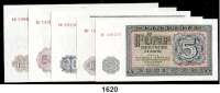 P A P I E R G E L D,D D R  5 bis 100 Deutsche Mark 1955.  SATZ. 5 Scheine.