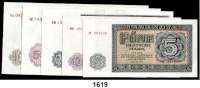P A P I E R G E L D,D D R  5 bis 100 Deutsche Mark 1955.  SATZ. 5 Scheine.
