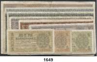 P A P I E R G E L D,Besatzungsausgaben des II. Weltkrieges Zentralnotenbank Ukraine 1942 1 bis 500 Karbowanez 10.3.1942 (ohne 2 Karbowanez).  Ros. ZWK-47(3), 49(2), 50(2), 51 a, 52 a(2), 53 a, 54 b(2), 55.  LOT. 14 Scheine.