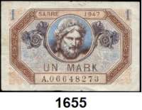 P A P I E R G E L D,S A A R L A N D Saarmark-Noten 1947 1 Mark 1947.  Ros. SAR-8.