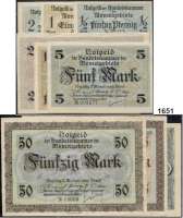 P A P I E R G E L D,Memelgebiet Notgeld der Handelskammer des Memelgebietes 1922 Kompletter Satz.  von 1/2 bis 100 Mark 22.2.1922.  Ros. MEM-1 a, 2, 3, 4, 5, 6, 7, 8, 9.  SATZ. 9 Scheine