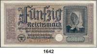 P A P I E R G E L D,Besatzungsausgaben des II. Weltkrieges Reichskreditkassenscheine 50 Reichspfennig bis 50 Reichsmark o.D.  Ros. ZWK 1 a(2), 2 a, 2 b, 3 a, 3 b, 4 a(2), 5 a(4), 6 a(2).  LOT. 14 Scheine.