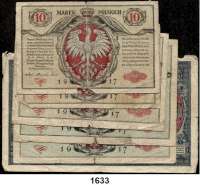 P A P I E R G E L D,B E S A T Z U N G S A U S G A B E N     I. W E L T K R I E G Generalgouvernement Warschau 10(2), 20, 50(2), 100 Marek 1917.  Ros. EWK-20, 21(2), 29(2), 31.  LOT. 6 Scheine.