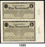 P A P I E R G E L D,R E N T E N B A N K  1 Rentenmark 1.11.1923.  Serie J.  Ros. DEU-199 a.  LOT. 2 Scheine.