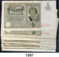 P A P I E R G E L D,R E N T E N B A N K  5 Rentenmark 2.1.1926.  Ros. DEU-209 a(2), b(15).  LOT. 17 Scheine.