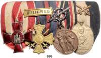 Orden, Ehrenzeichen, Militaria, Zeitgeschichte,Deutschland Deutsches Reich Große Ordensschnalle mit 4 Auszeichnungen.  Hamburg, Hanseatenkreuz; Erinnerungskreuz 