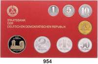 Deutsche Demokratische Republik,K U R S S Ä T Z E  Kurssatz 1985.  1 Pfennig bis 5 Mark Frauenkirche Dresden.