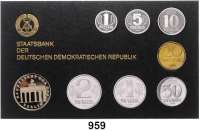 Deutsche Demokratische Republik,K U R S S Ä T Z E  Kurssatz 1989.  1 Pfennig bis 5 Mark Brandenburger Tor.