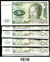 P A P I E R G E L D,BUNDESREPUBLIK DEUTSCHLAND  5 Deutsche Mark 2.1.1980.  B 6573201 U bis B 6573299 U und B 7953799 Y.   LOT. 100 Scheine (99 mit fortlaufenden Nummern).  Ros. BRD-29 a.