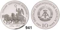 Deutsche Demokratische Republik,  10 Mark 1989.  Johann Gottfried Schadow - Quadriga.