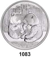 AUSLÄNDISCHE MÜNZEN,China Volksrepublik seit 1949 10 Yuan 2009 (Silberunze).  Zwei Panda.  Schön 1716.  KM 1865.  In Kapsel.