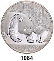 AUSLÄNDISCHE MÜNZEN,China Volksrepublik seit 1949 10 Yuan 2011 (Silberunze).  Panda mit Jungtier.  Schön 1802.  KM 1980.