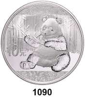 AUSLÄNDISCHE MÜNZEN,China Volksrepublik seit 1949 10 Yuan 2017.  Panda mit Zweig.  In Kapsel.