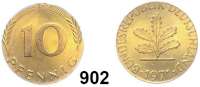 B U N D E S R E P U B L I K,Verprägungen und Kuriositäten  10 Pfennig 1971 G.  Verprägung - Auf 5 Pfennig-Schrötling geprägt.  20 mm.  3 g.  Jaeger 383.