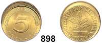 B U N D E S R E P U B L I K,Verprägungen und Kuriositäten  5 Pfennig 1971 G.  Verprägung - Dezentriert 10 %.  20 mm.  3 g.  Jaeger 382.